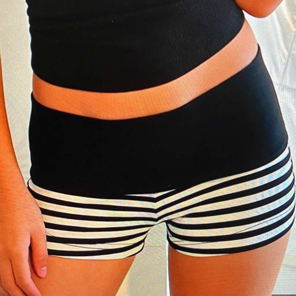 High Waist Black and White Striped Women's Shorts